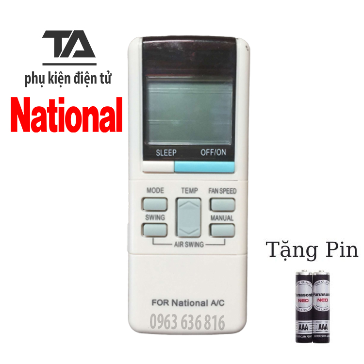 REMOTE MÁY LẠNH NATIONAL - Điều khiển điều hòa National - MỚI 100% Tặng kèm pin