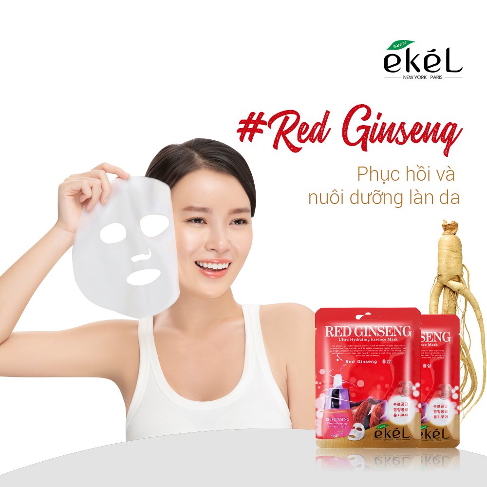[HCM]10 miếng mặt nạ dưỡng da nhân sâm EKEL - Ekel Red Ginseng ULtra Hydrating Essence Mask