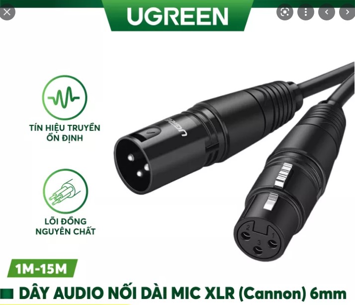 Cáp nối dài microphone xlr 2m ugreen 20710 cao cấp