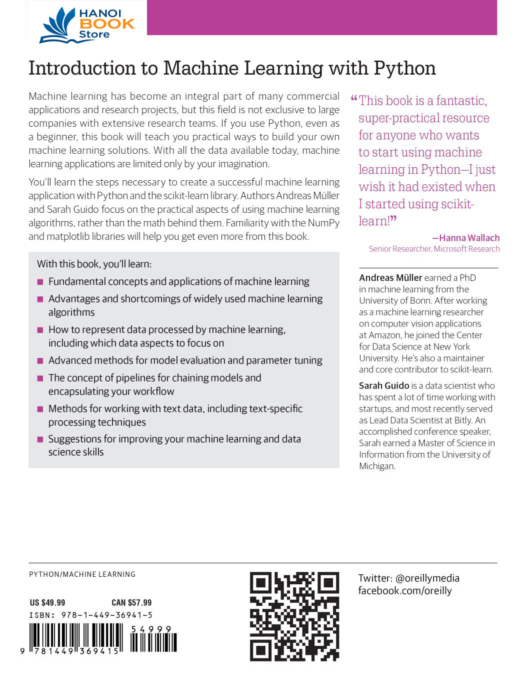 Introduction to Machine Learning with Python  A Guide for Data Scientists - Hanoi Book Store