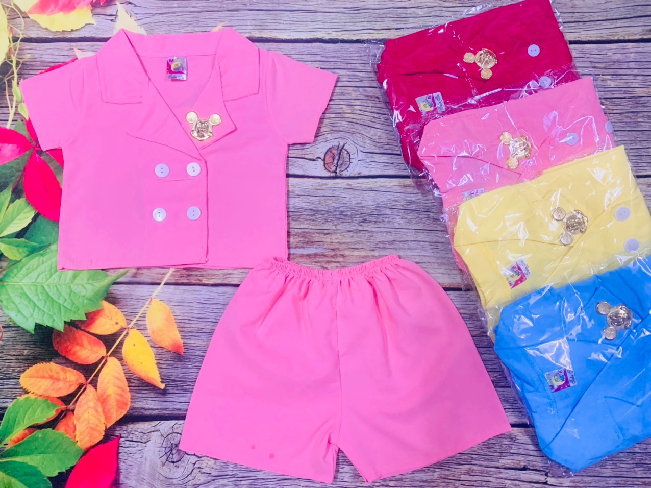 Bộ Lụa Giả Vest Bé Gái (6-18kg) (giao màu ngẫu nhiên)