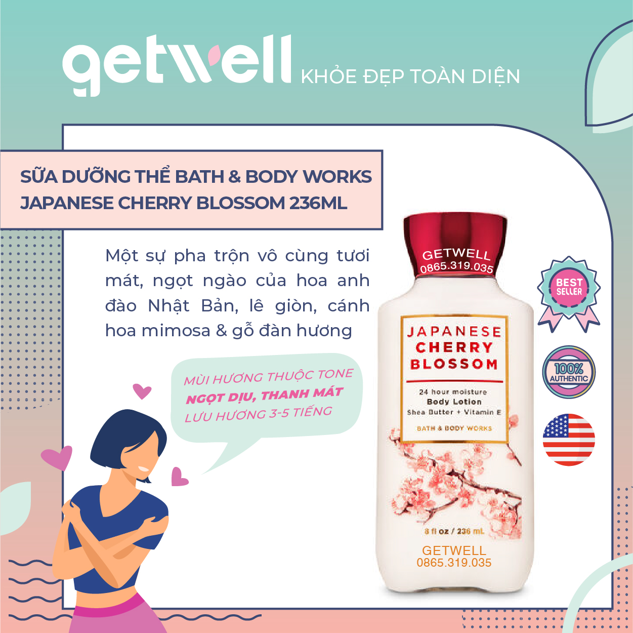 Sữa Dưỡng thể Bath & Body Works - Japanese Cherry Blossom Body Lotion  236ml