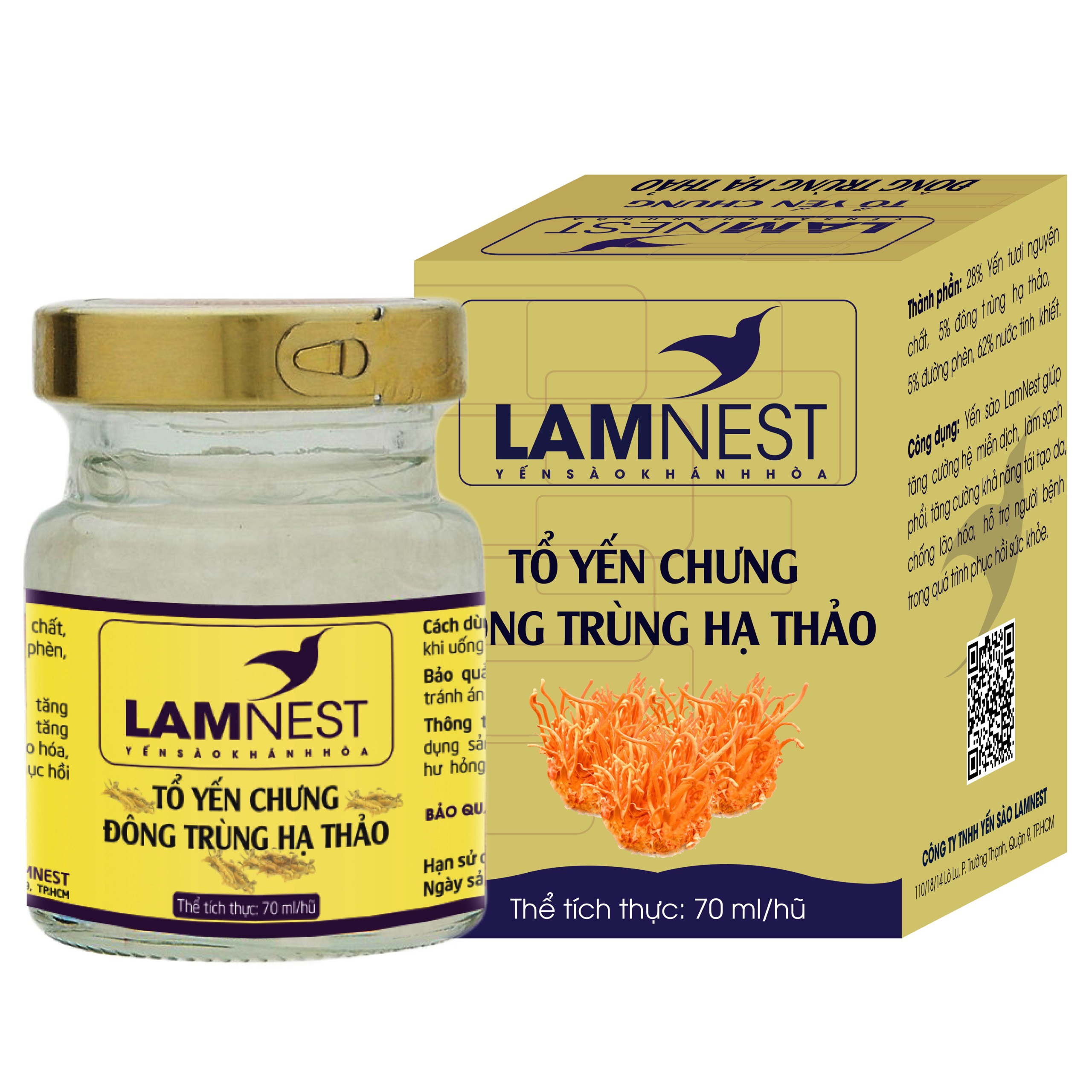 [HCM]Yến tươi chưng sẵn 28% yến - đông trùng hạ thảo LAMNEST