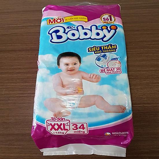 Tã Dán Bobby siêu mõng XXL34 kèm gấu