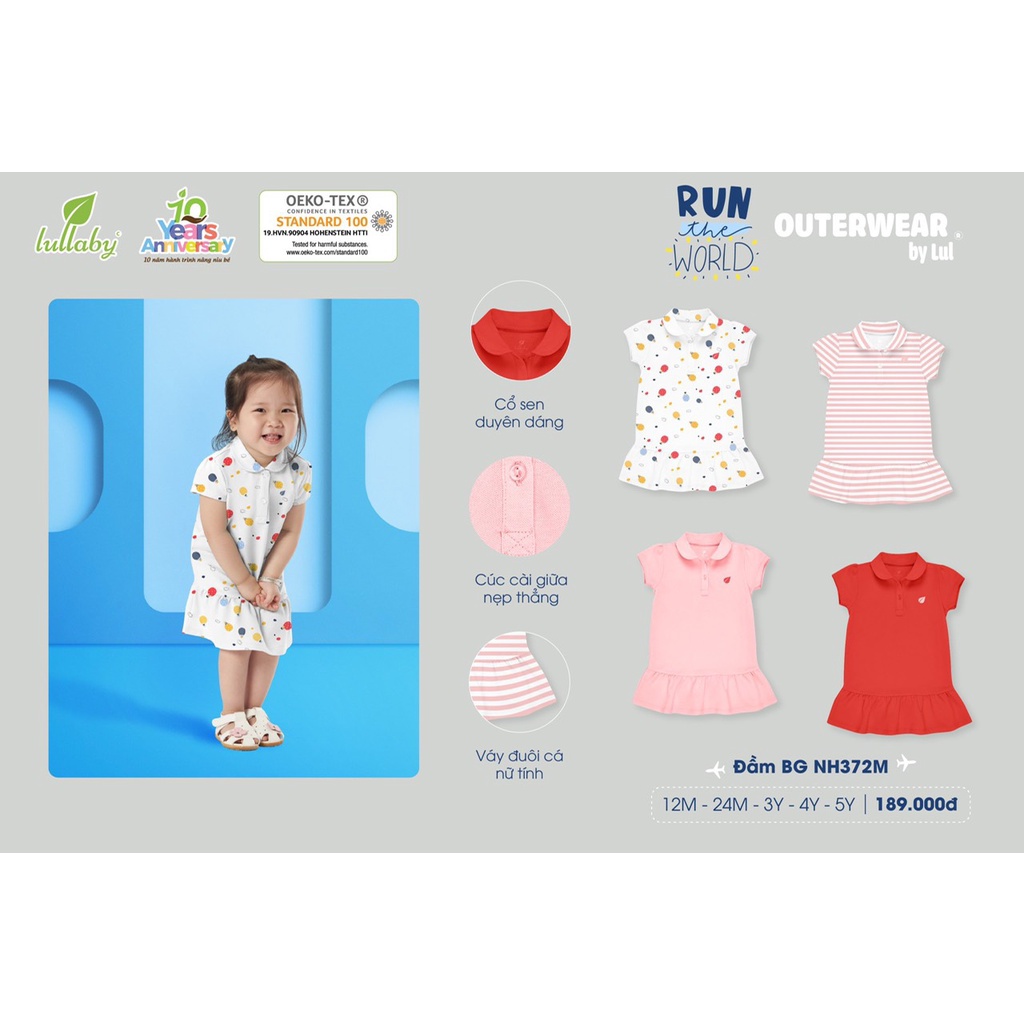 2-5Y Đầm bé gái Lullaby NH372M (Váy bé gái Lullaby)