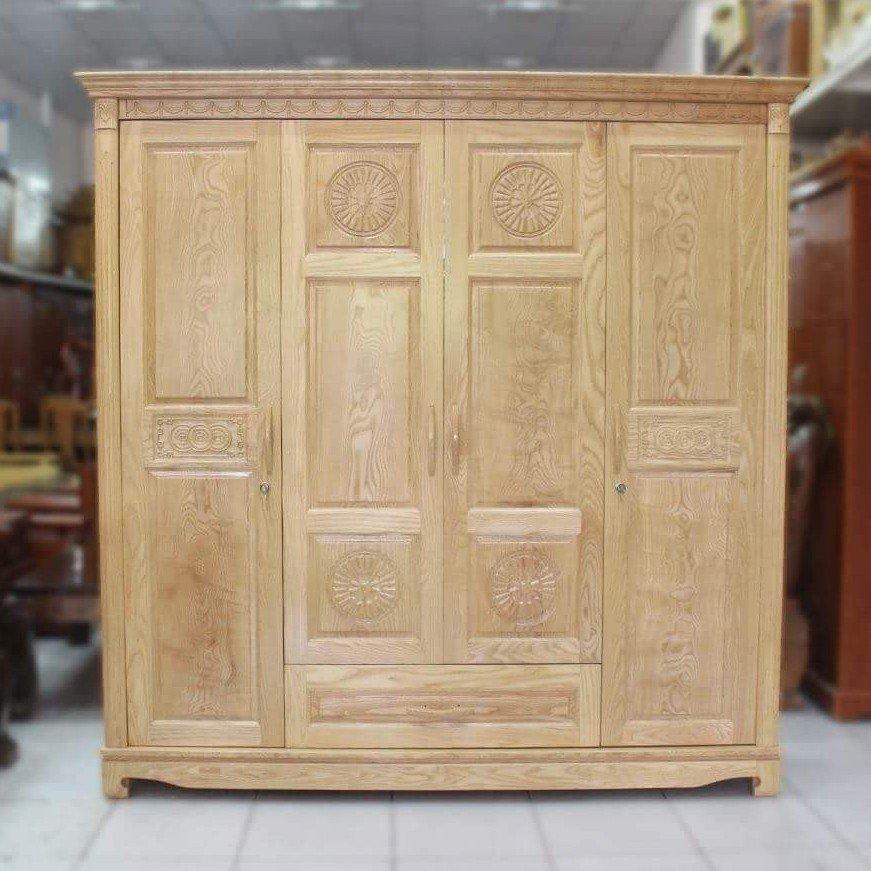 [Trả góp 0%] Tủ quần áo gỗ sồi 4 cánh hàng đẹp ,