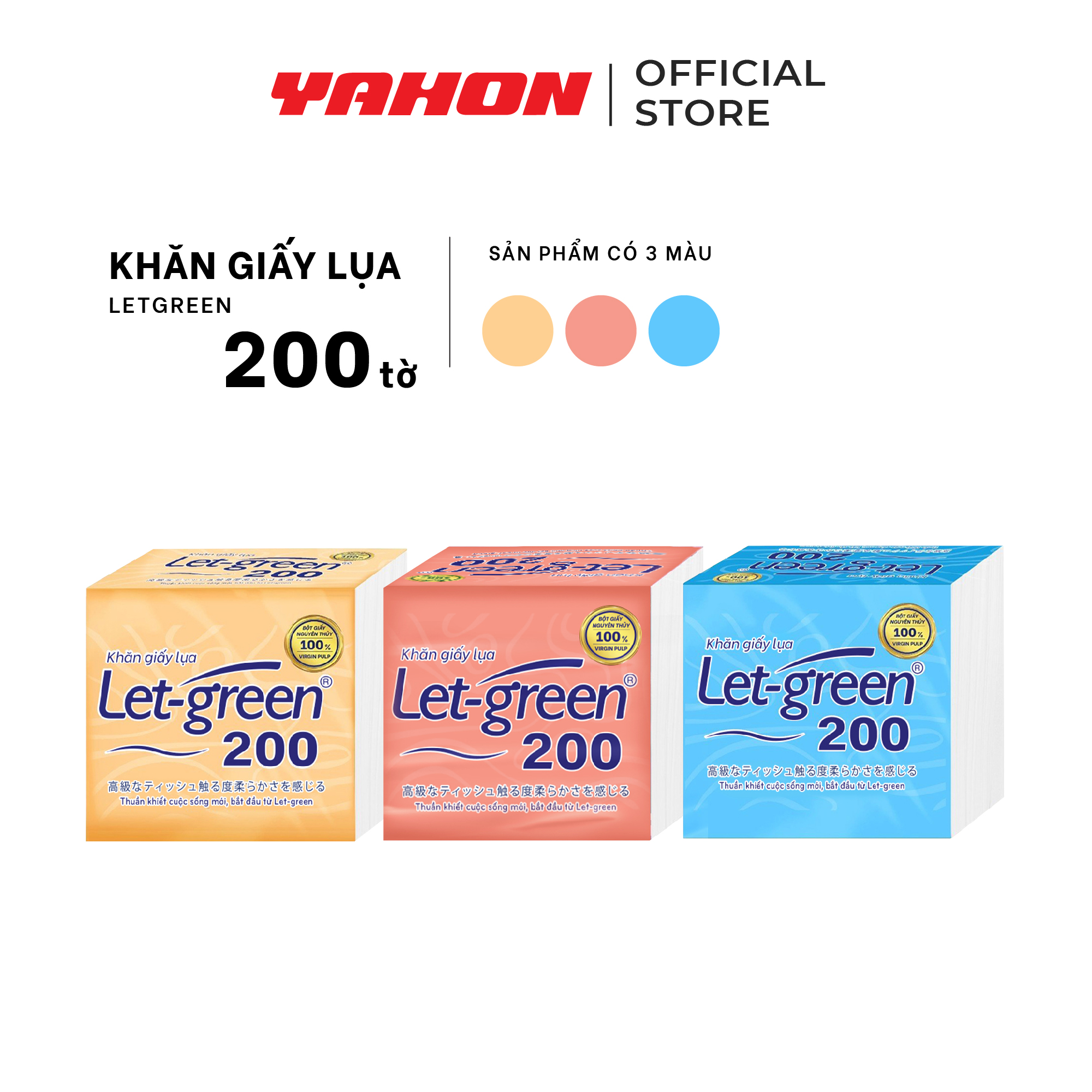 Combo 3 bao khăn giấy lụa Let-green, 200 tờ/bao