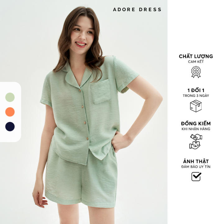 Set pyjamas cộc cổ 2 ve lụa đũi…