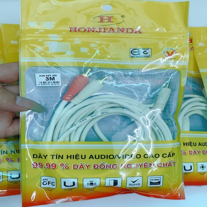 Dây 3ly ra 2 đầu AV HKD Chiều dài 3 mét