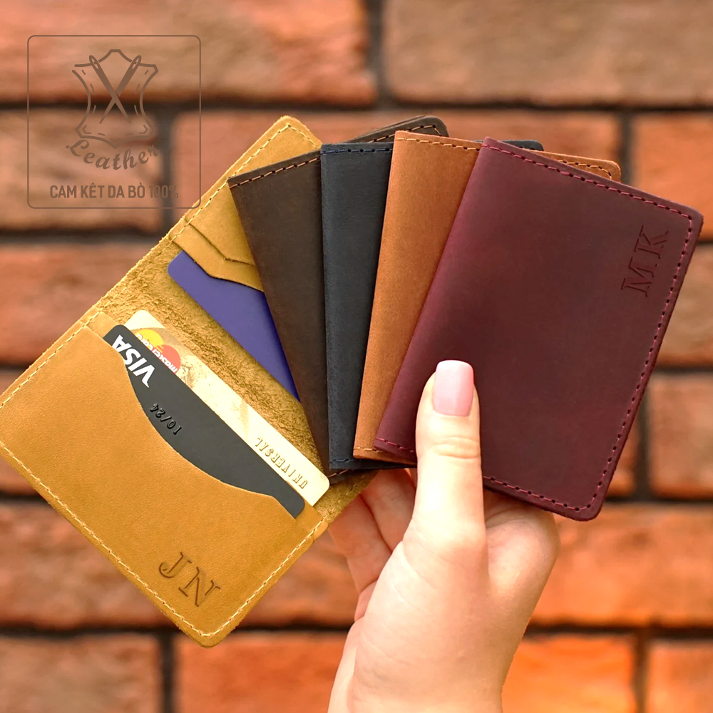 Ví đựng thẻ da thật mini handmade