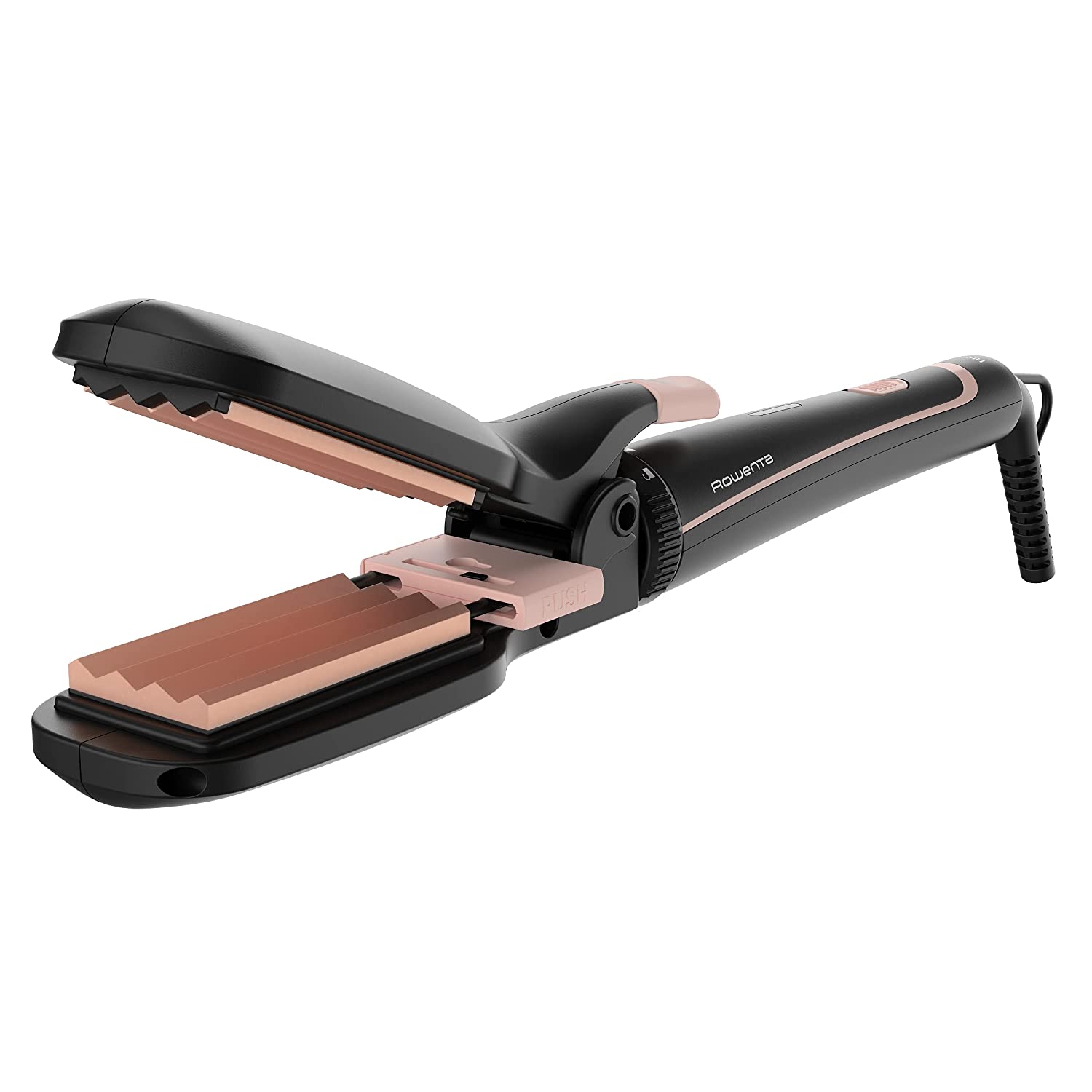 Rowenta CF423 Infinite Looks 14-in-1 Multistyler | Ceramic Coating | Cool Tip | Includes Styling Attachments (Hair Straightener/Crepe Iron/Curling Iron/Hot Air Brush) and Accessories | Black/Copper