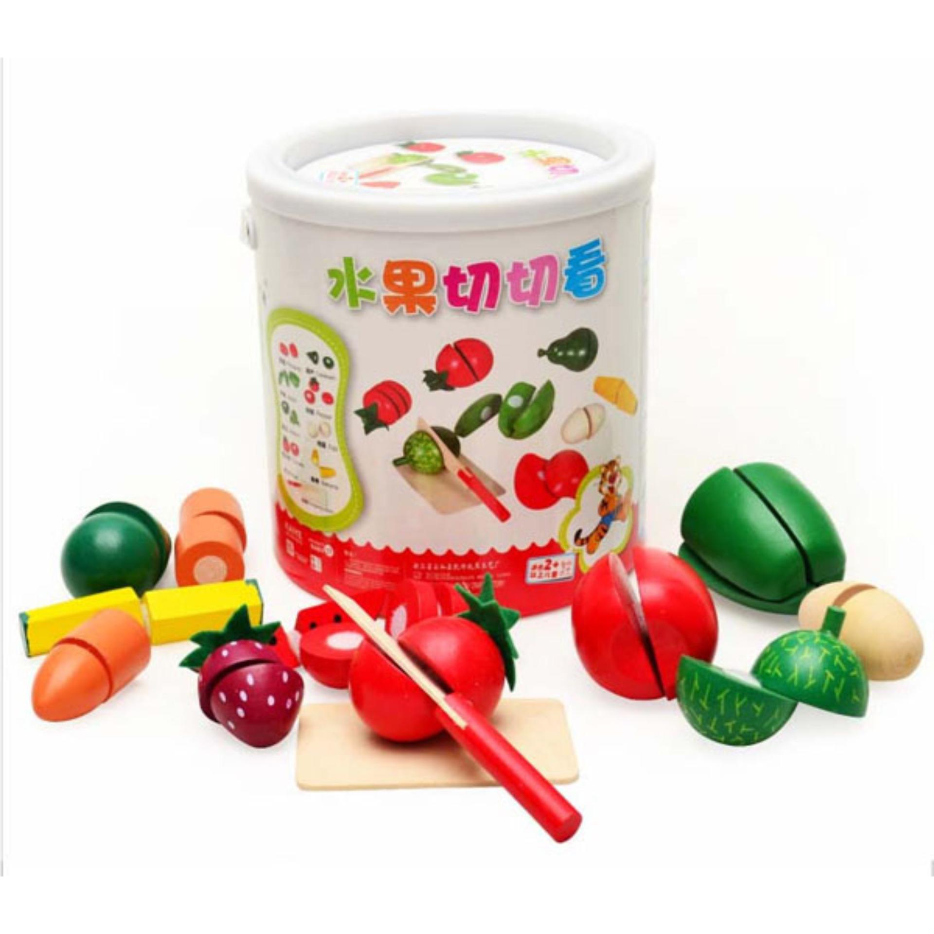 Hoa quả cắt gỗ ( đồ chơi cho bé ) - Đồ chơi gỗ cắt hoa quả