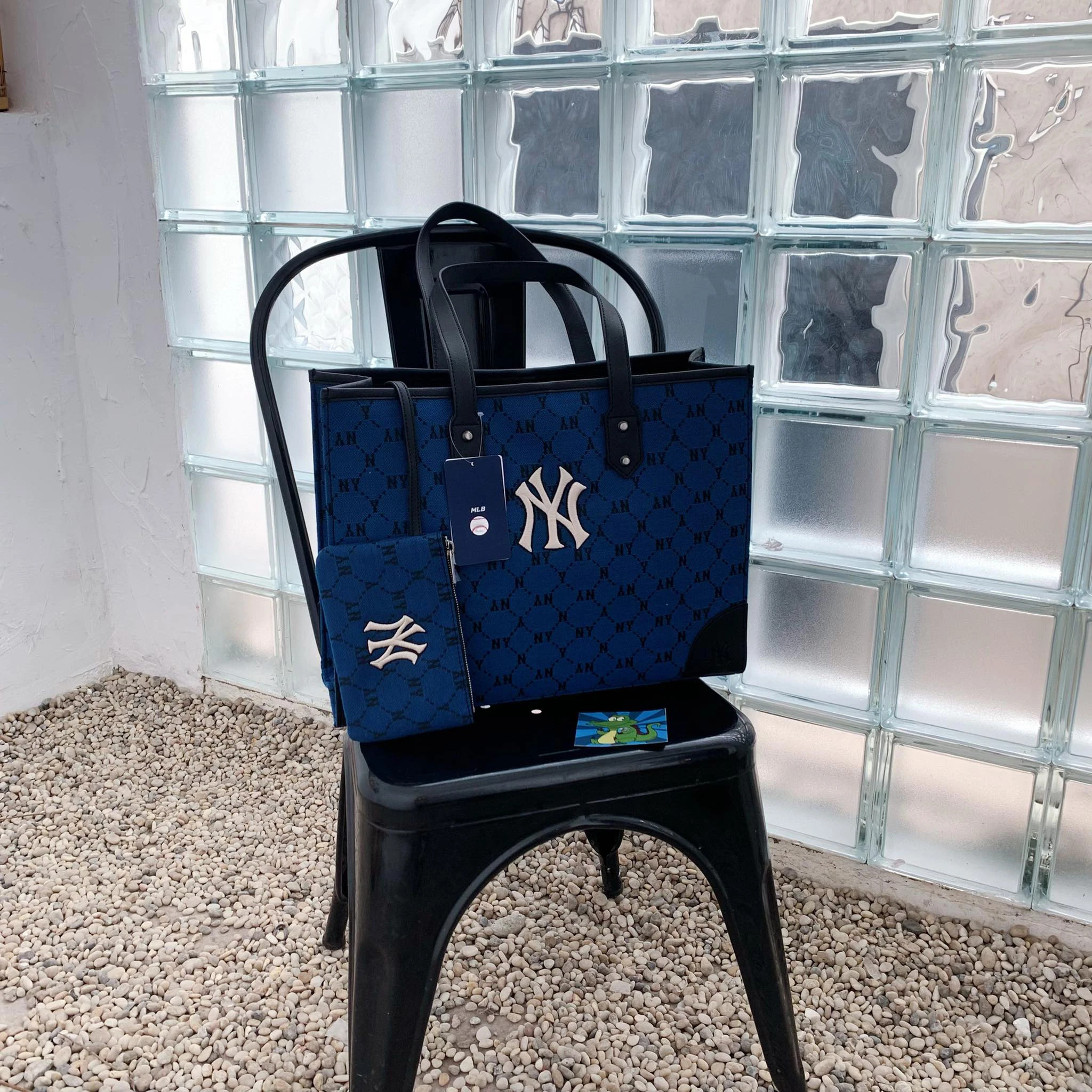 Túi MLB Monogram Diamond Jacquard TOTE Bag New York Yankees 'Blue