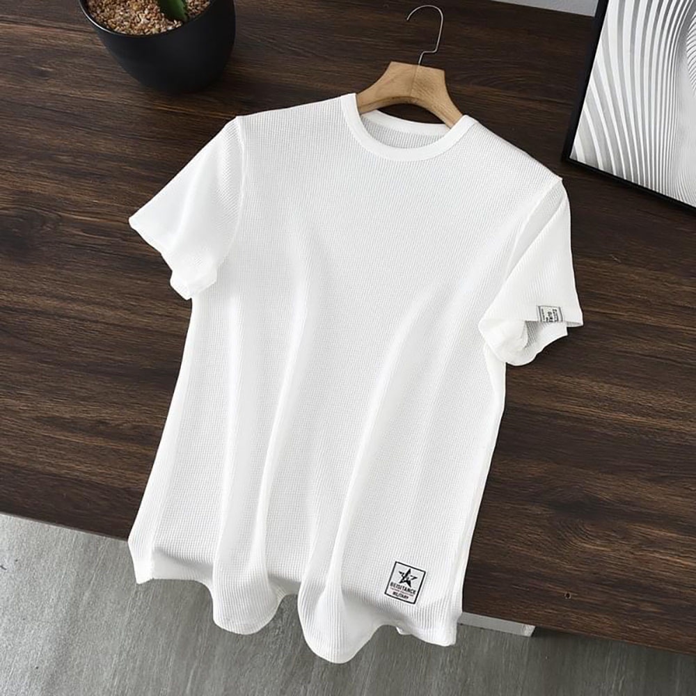 Áo phông nam tay ngắn cổ tròn chất thun cotton tổ ong co giãn 4 chiều mặc cực mát - AhStore