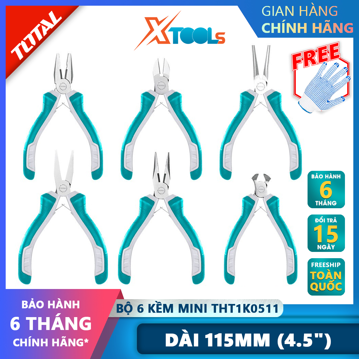 Total tht1k0511 6 PCs Mini jewelry making pliers set includes 6 PCs 4.5 xtools