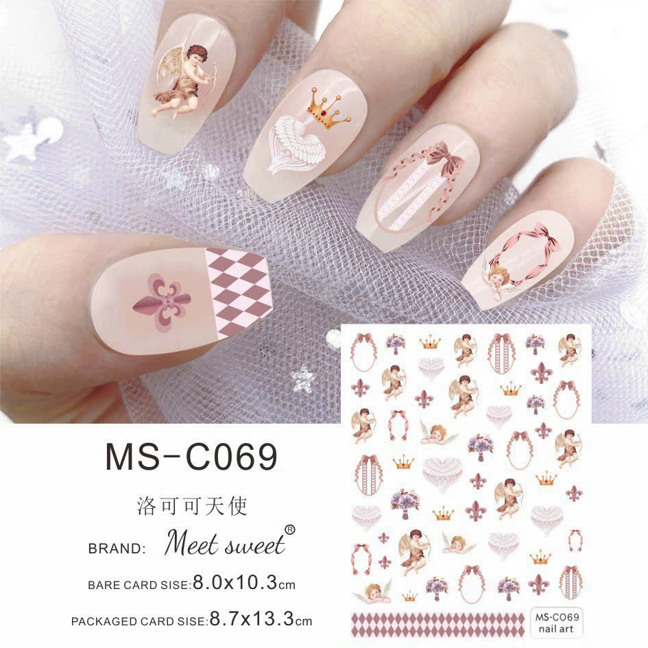 Sticker mẫu hoạt hình 3d miếng dán móng tay nail