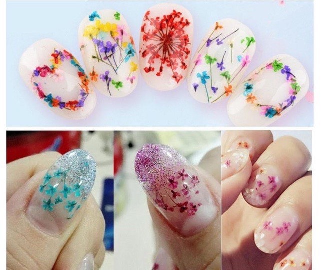 phụ kiện trang trí hoa khô cánh nhỏ dán móng