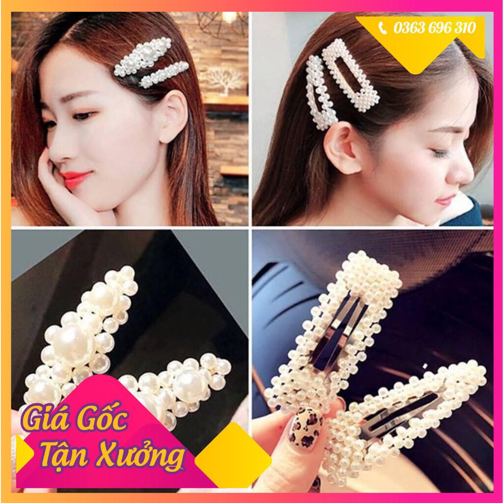 Set kẹp tóc 4 món Hàn Quốc, Kẹp toc Ngoc Trai