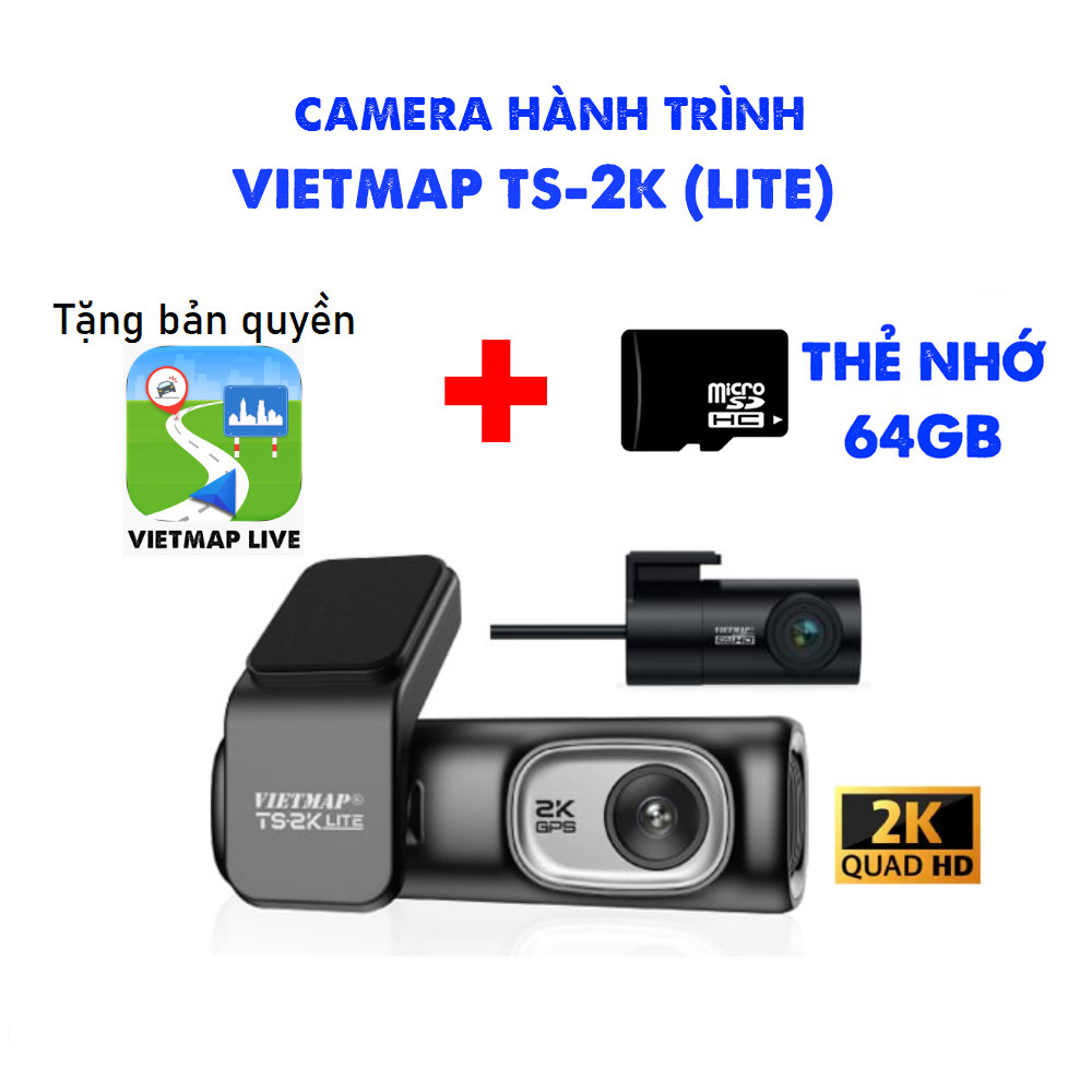 Camera hành trình vietmap ts-2k lite độ phân giải 2k tích hợp gps tặng bản quyền vietmap live 1 năm