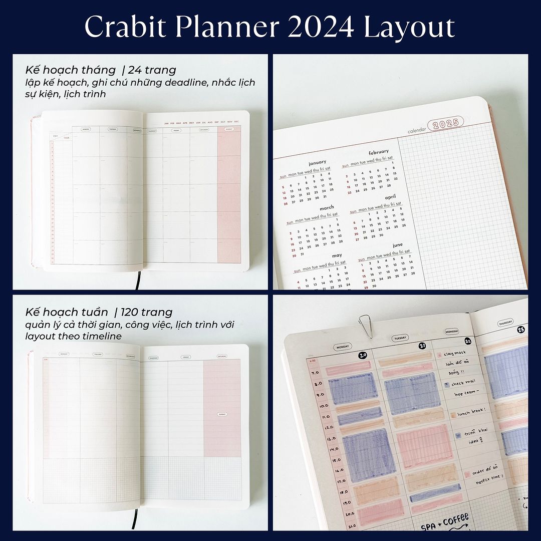 Sổ PLANNER CRABIT 2024 One Ordinary Day lập kế hoạch 12 tháng