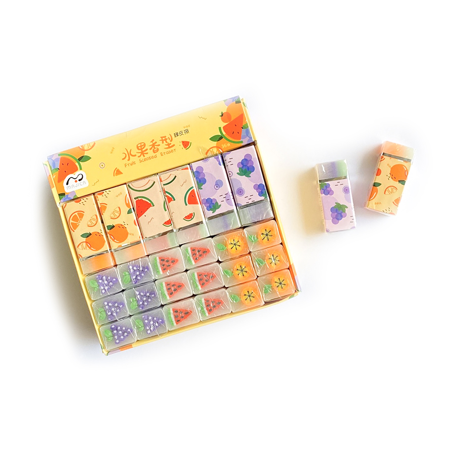 Hộp 36 cục gôm tẩy chì trái cây siêu dễ thương