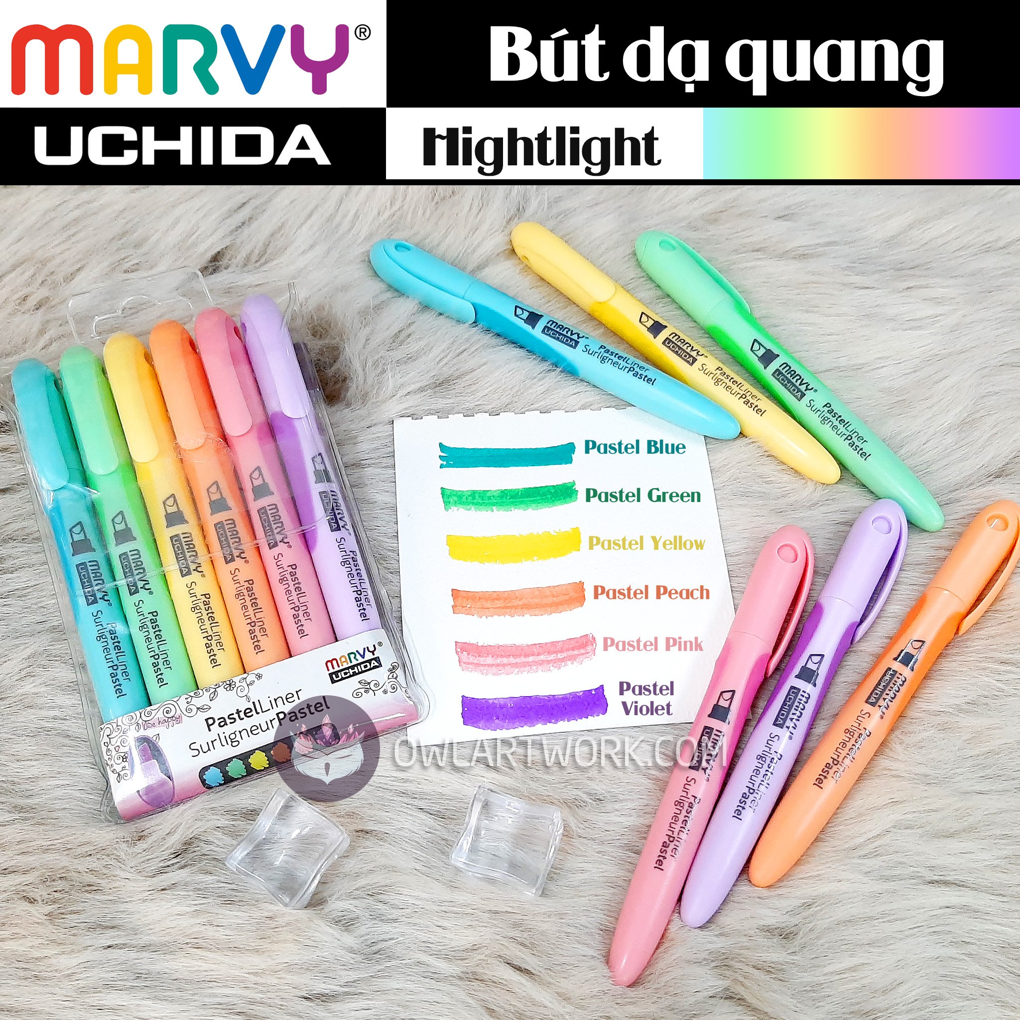 [HCM]Bút Dạ Quang MARVY UCHIDA Màu Pastel