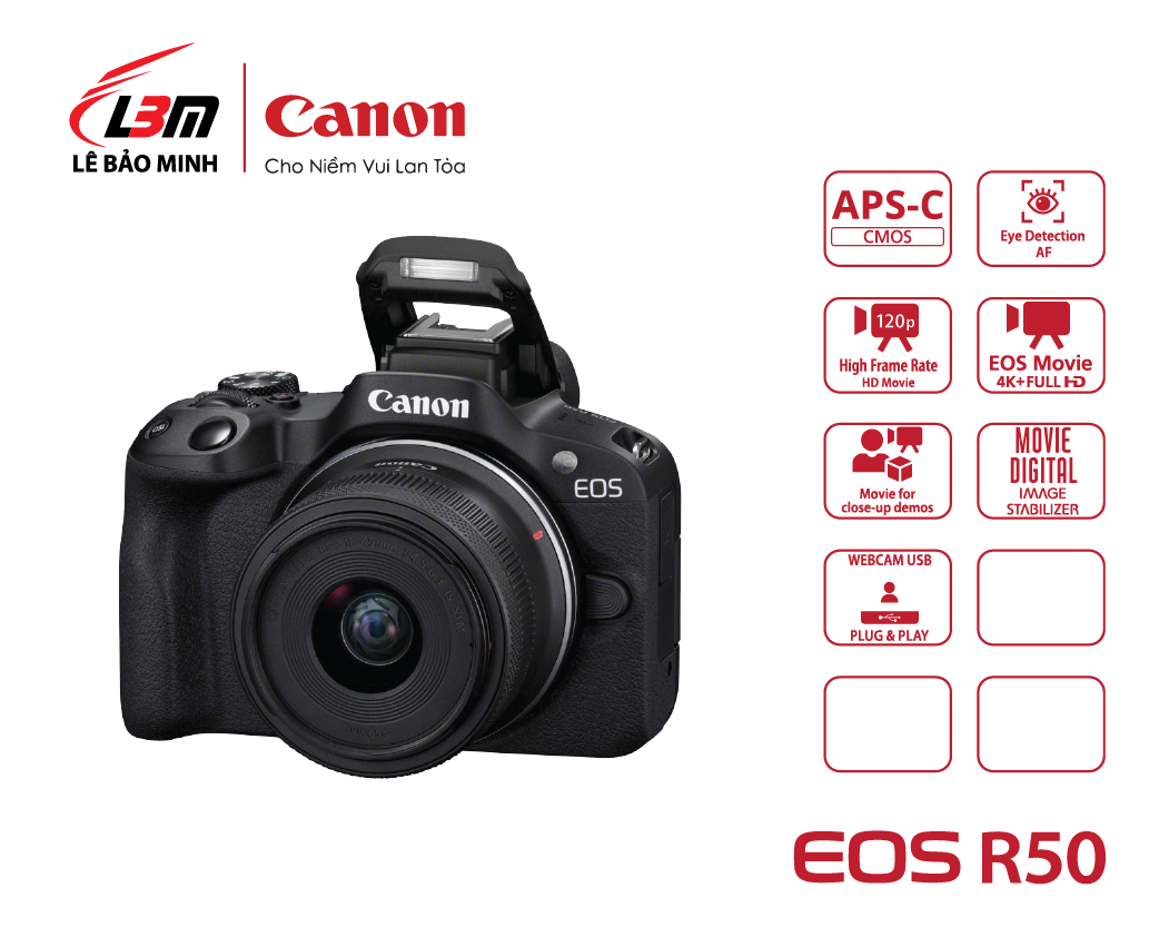 Máy ảnh canon eos r50 kit rf-s18-45mm - chính hãng lê bảo minh