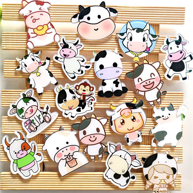 Huy hiệu, sticker cài balo, áo mẫu bò sữa mới