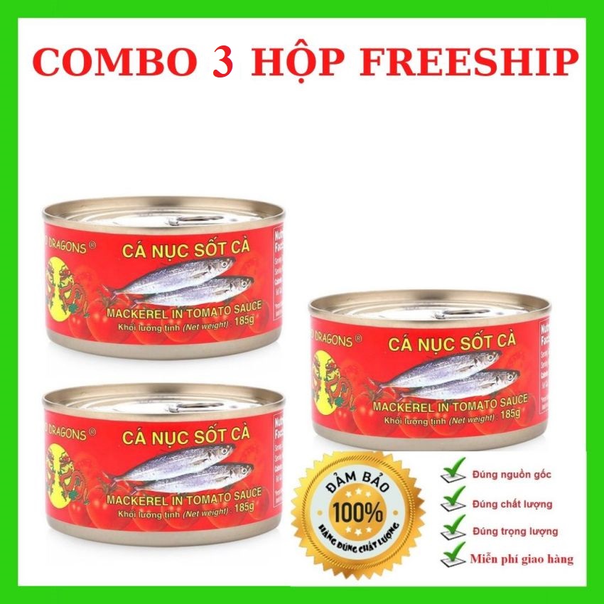 [THƠM NGON] Cá hộp cá nục sốt cà cá trích Cá hộp - Two Dragons - thơm ngon, bổ, rẻ 185gram, cá hộp 3 cô gái