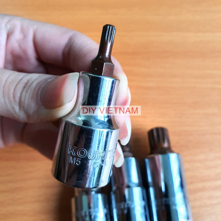 Tuýp đầu bông 12 cánh Nhật Bản hãng Kouritsu 1/2 thép CRV các cỡ từ T20-T60, tuýp bông, khẩu bông, tuyp bong mo bulong, điếu bông, khẩu đầu bông