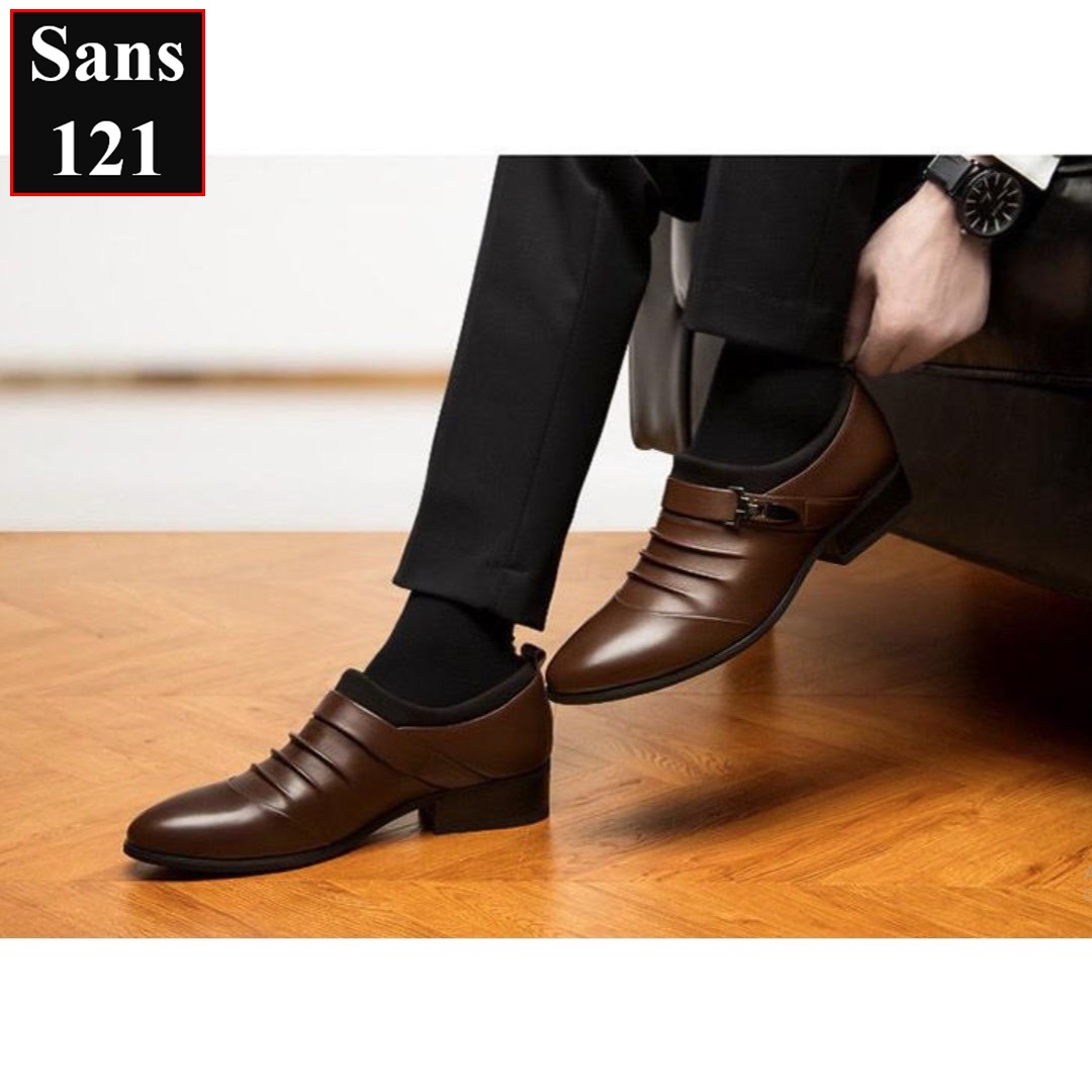 Giày da nam cao cấp Sans121 giầy tây không dây đen nâu trắng bigsize size lớn 43 44 45 46 47 48 nhỏ 37 38 39 40 41