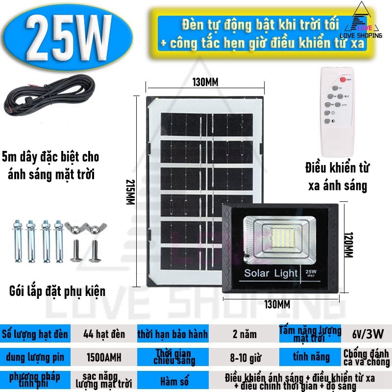 COD Đèn LED 25W den nang luong mat trời đèn năng lượng mặt trời tự sáng