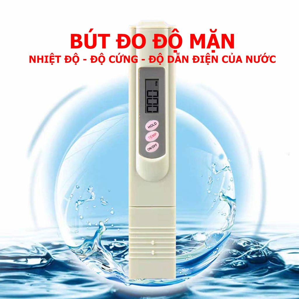 Bút đo kiểm tra nước TDS Độ mặn Đơn vị ppm Bút thử nước sạch, Kết hợp với Bút đo nồng độ Ph, kiểm tra độ mặn cơ bản của nước tưới cây sản phẩm cao cấp