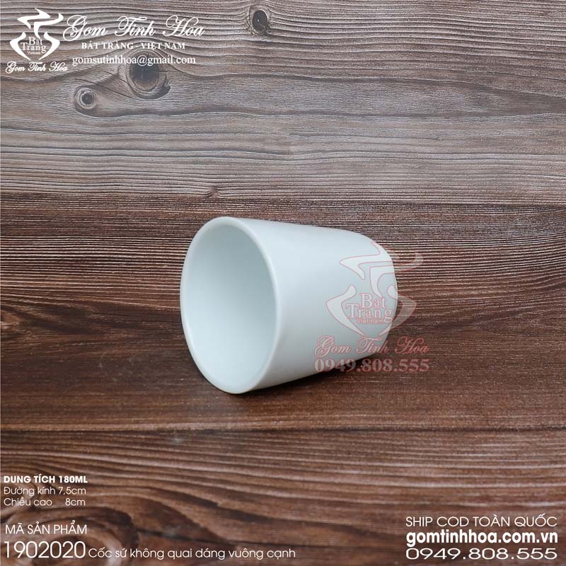 Ly cốc sứ men trắng gốm sứ Bát Tràng cao cấp