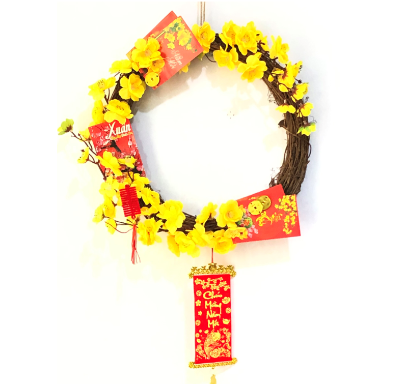 Vòng hoa mai trang trí tết H07