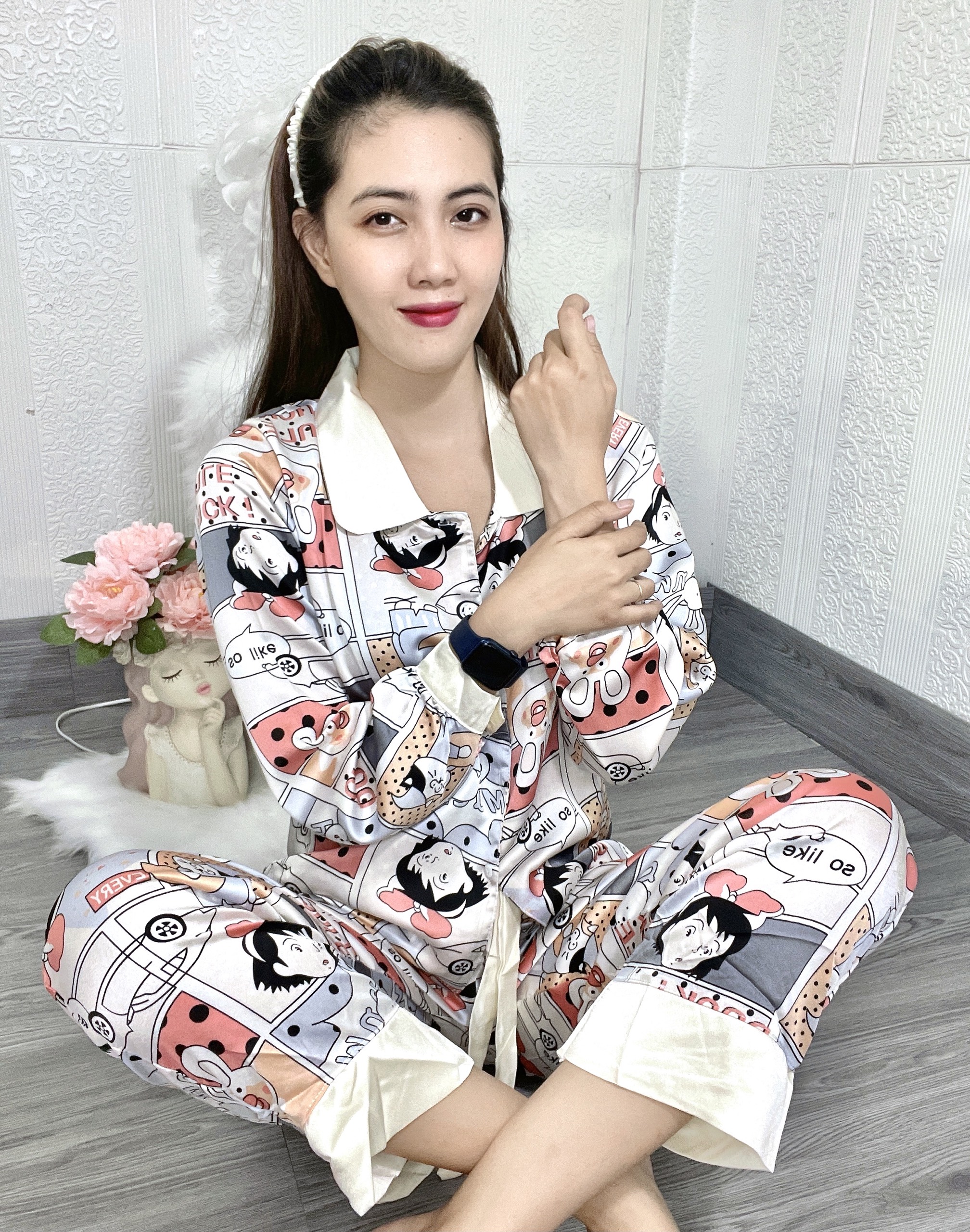 Đồ Bộ Lụa Satin Tay Dài - Pyjama Tay Dài