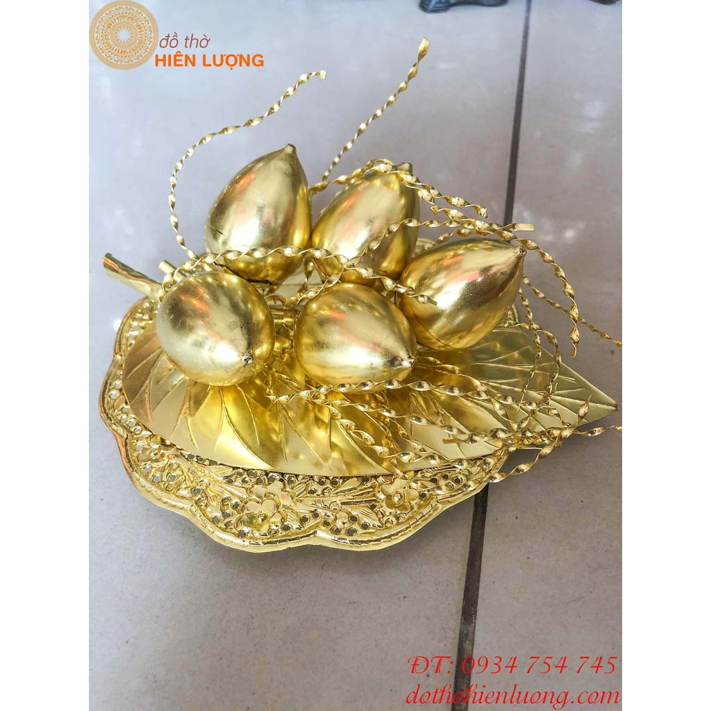 Bộ Trầu Cau Quả Bằng Đồng 5 Quả Và 3 Thờ Cúng