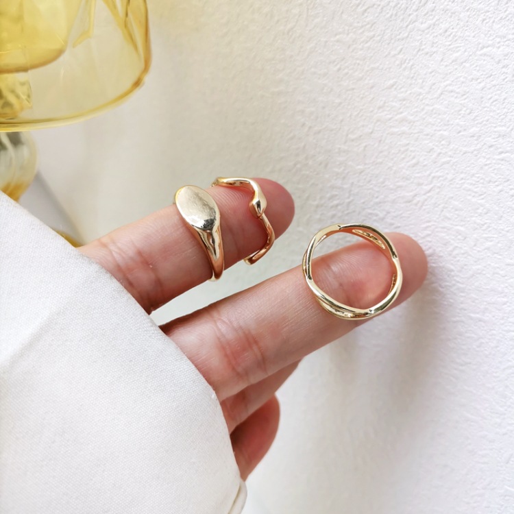 Set nhẫn basic mặt dẹt, 3 chiếc kiểu dáng đơn giản, cá tính Her Jewelry N24