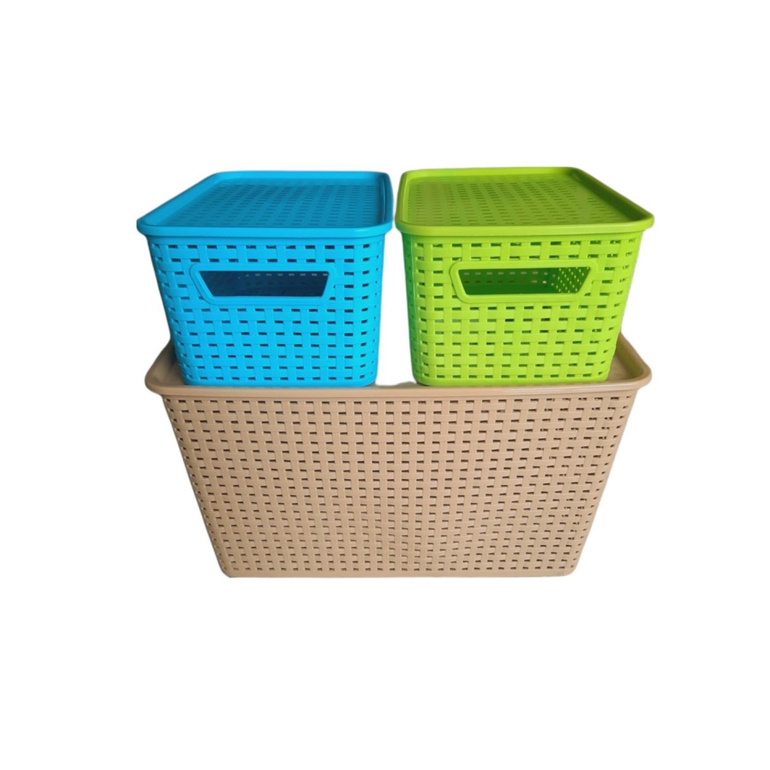Giỏ nhựa đựng đồ có nắp 28x19x13