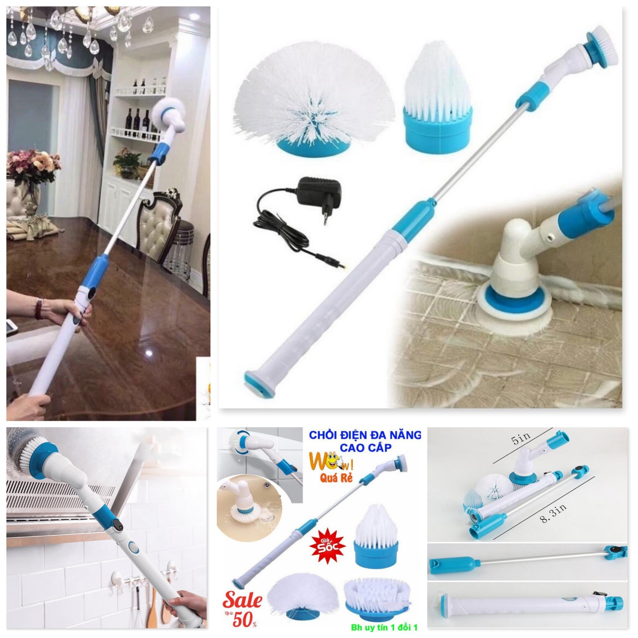 Chổi điện chà nhà vệ sinh nhà bếp đa năng tặng kèm 3 đầu chà loại tốt hàng cao câp bảo hành 12 tháng , dụng cụ vệ sinh nhà tắm nhà bếp đa năng, cách vệ sinh nhà bếp nhà tắm sạch nhanh
