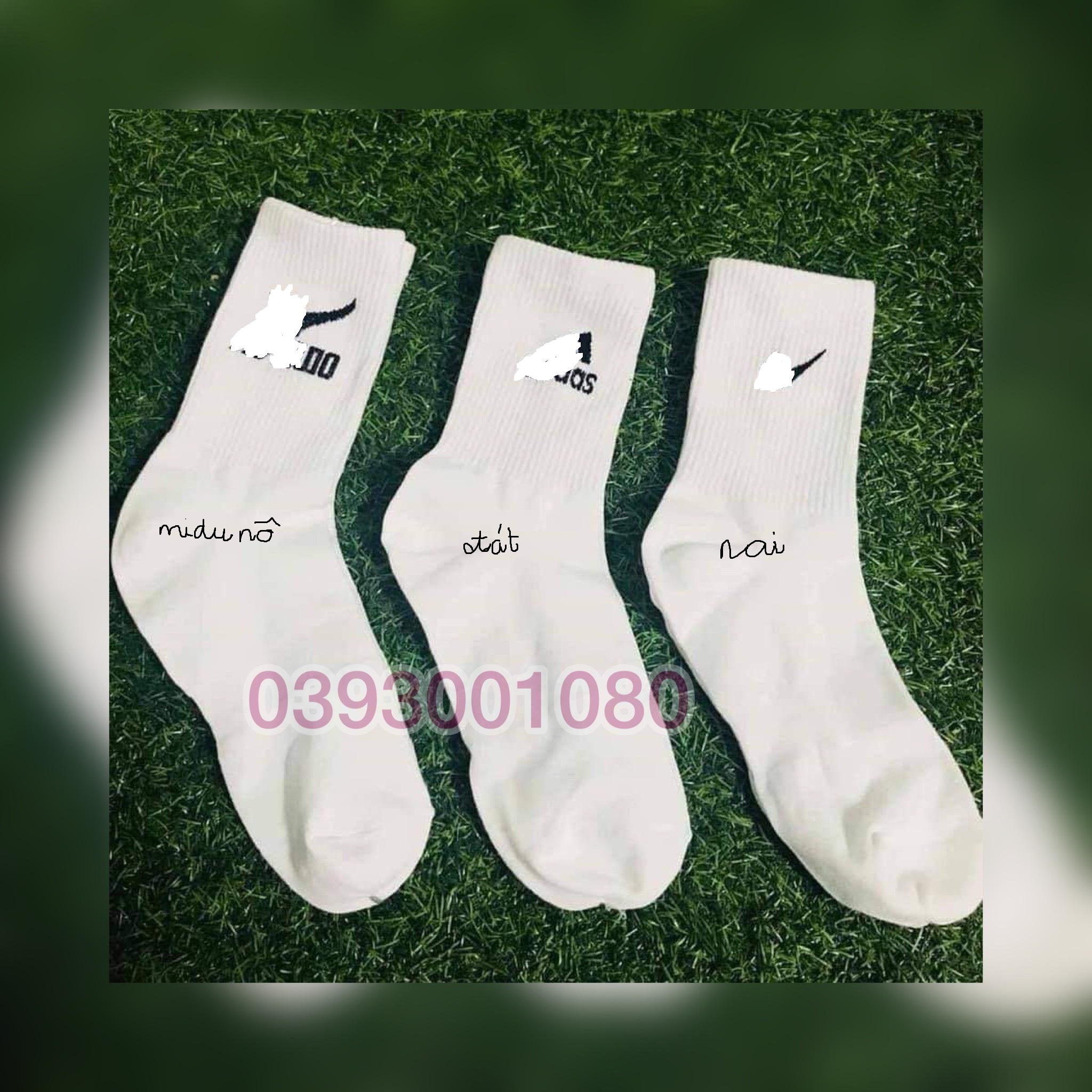 Tất dệt kim MI.DU.NÔ Trắng cổ Lửng