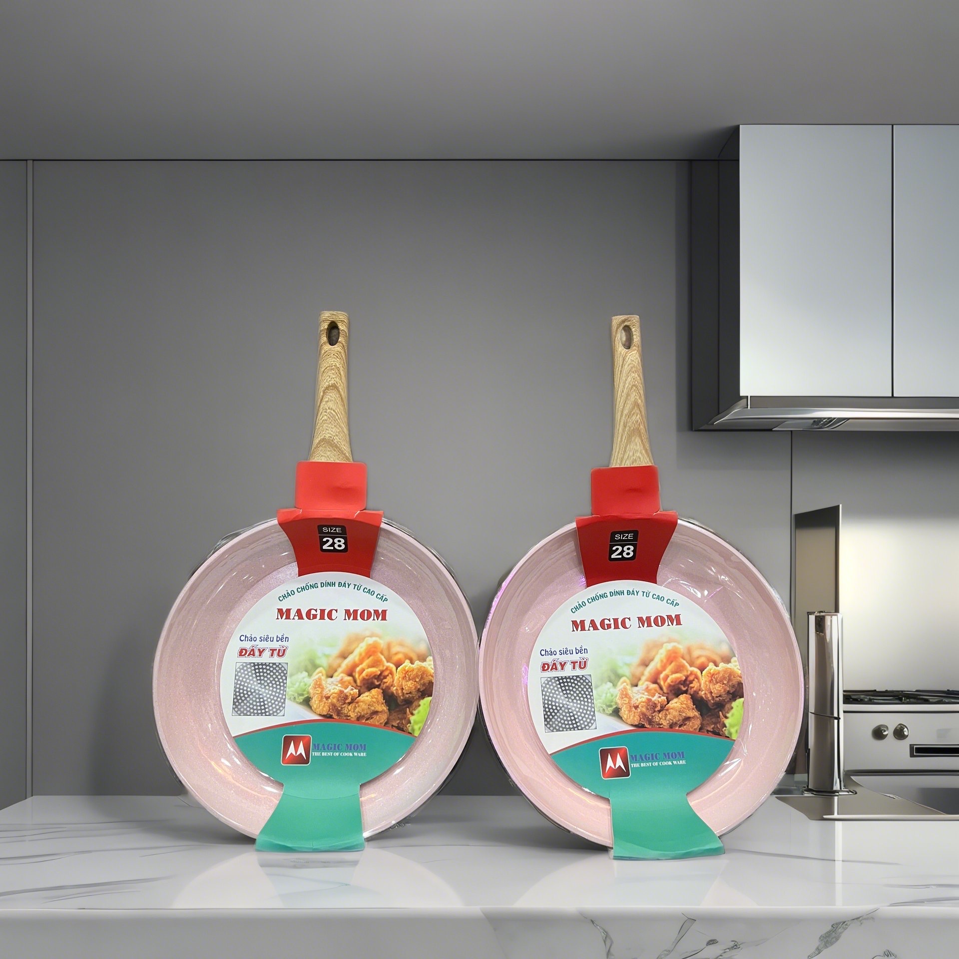 [HCM]chảo siêu bền đá chống dính đáy từ cao cấp magic mom 32cm