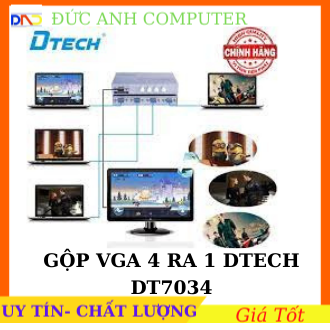 Bộ chia vga 2 vào 1 ra dtech dt-7032 , vga 4 vào 1 dtech-7034