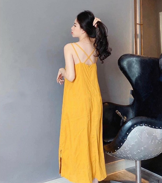 Đầm đũi maxi 2 dây đan lưng Selena huynh