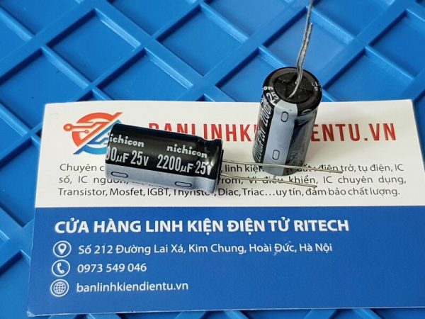 Tụ hóa nichicon 2200uf 25v kích thước 13x25mm