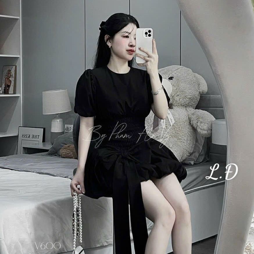 Váy nơ tay bồng ôm eo tôn dáng đi chơi hẹn hò cực xinh