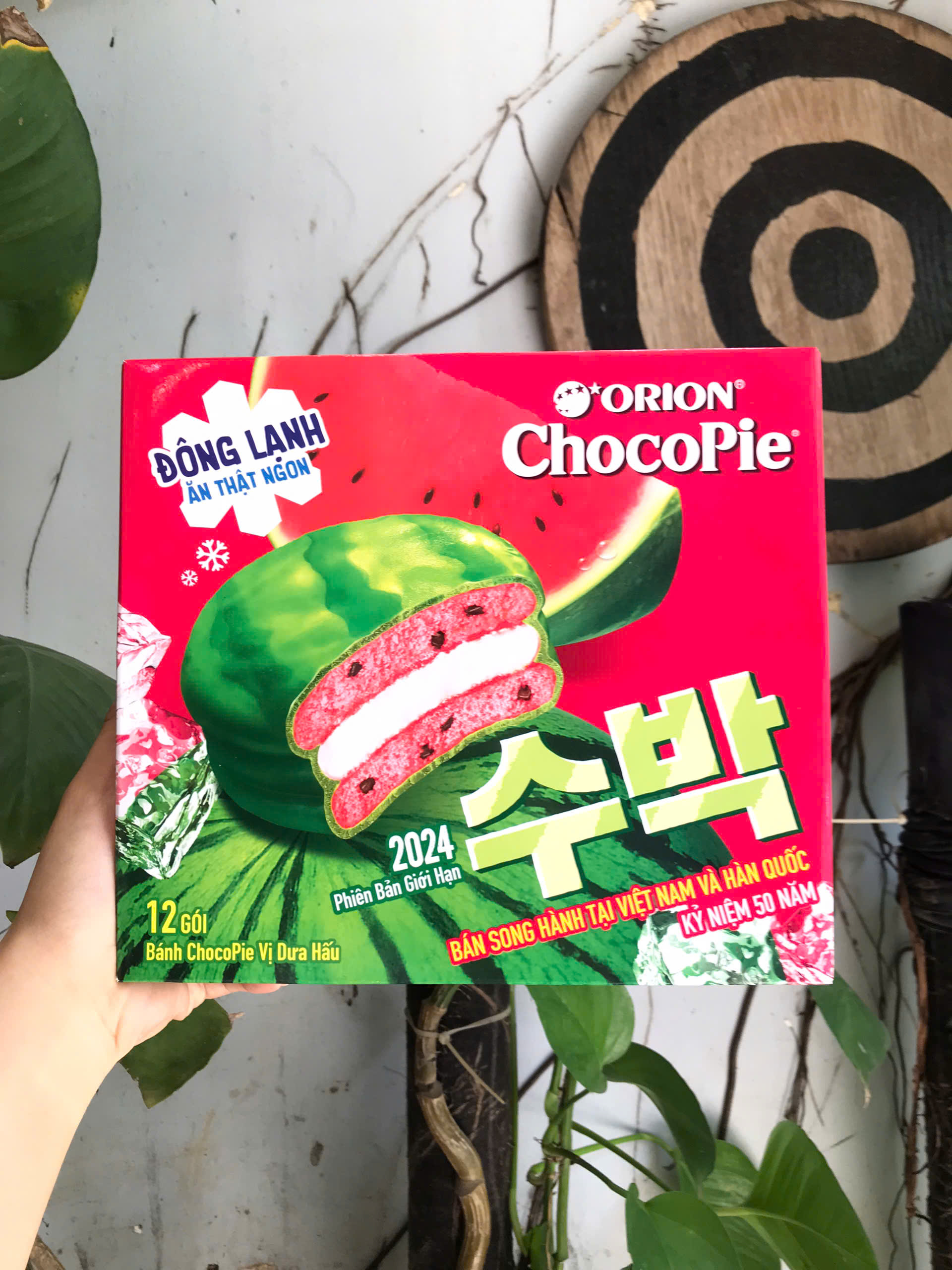 Bánh Choco Pie Orion Vị Dưa Hấu (Hộp 12 cái)