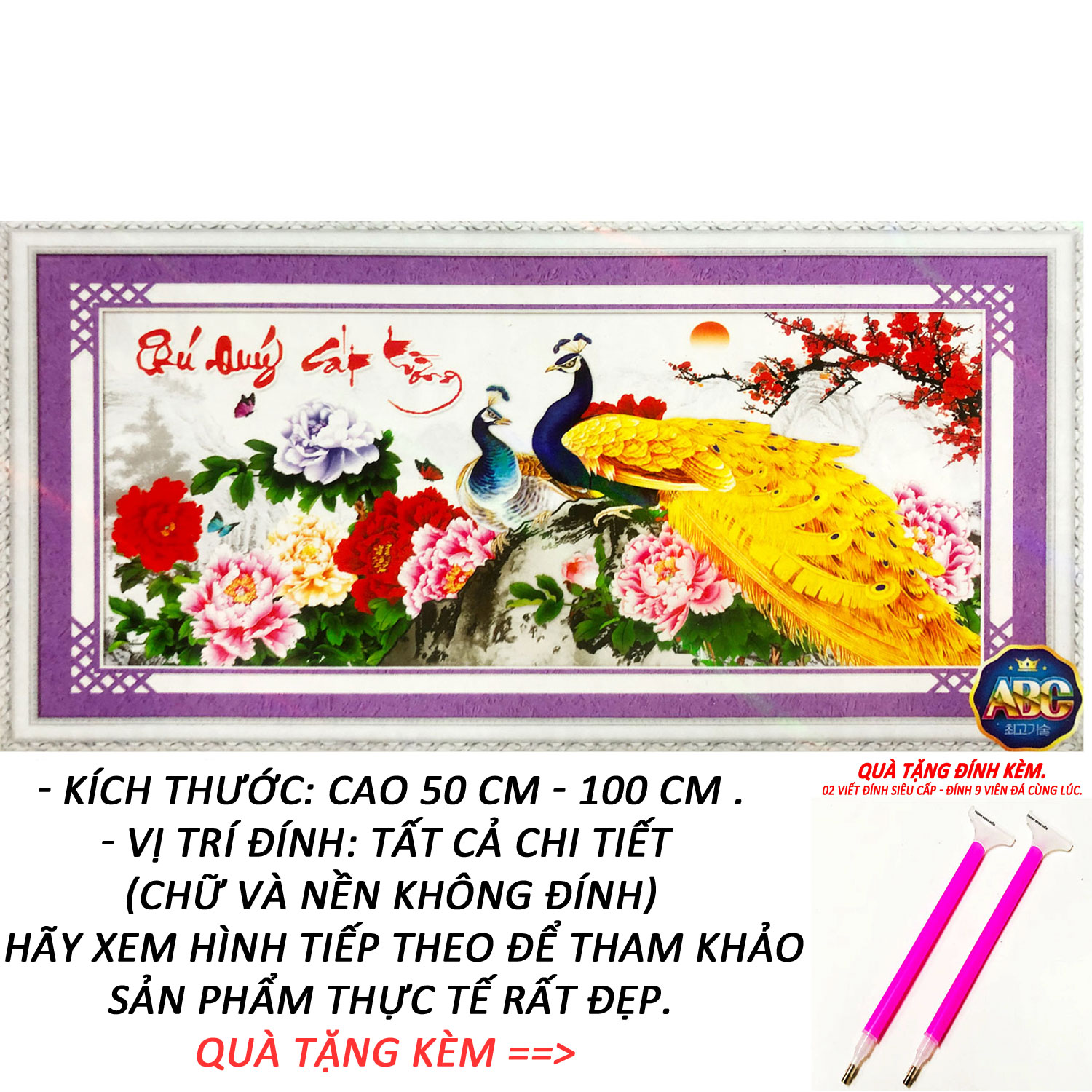 Tranh Đính Đá Tự Làm - Phú Quý Cát Tường 68 (Kèm Quà Tặng) - Tranh Minh Hiền (TỰ ĐÍNH ĐÁ)