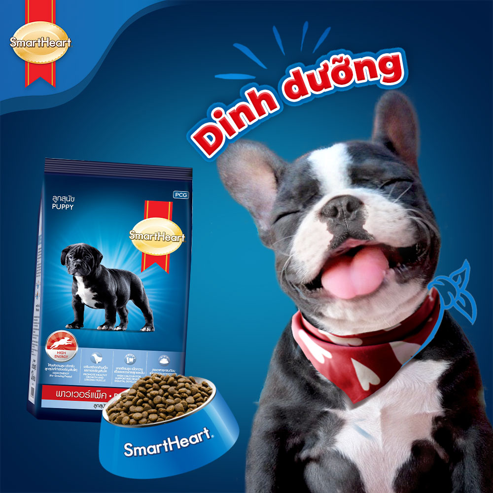 Smartheart Power Pack 20kg thức ăn hạt khô tăng cơ bắp và hỗ trợ xương khớp cho chó made in Thái lan
