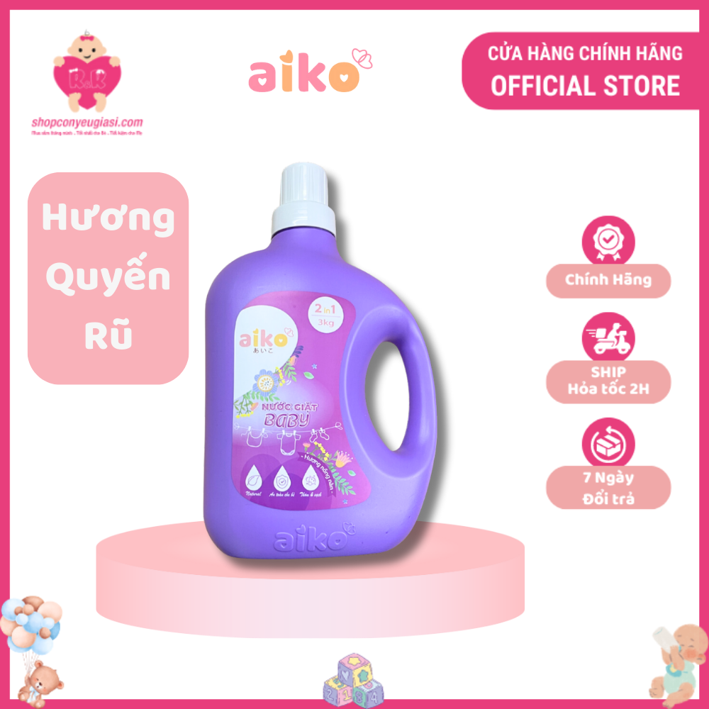 Nước giặt xả baby aiko chai 3000ml - túi 600ml